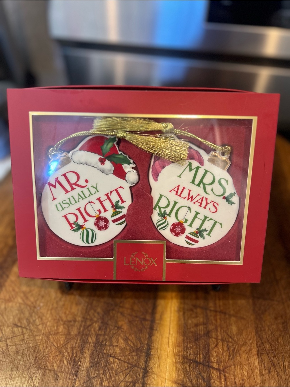 NIB Lenox Porcelain Mr. & Mrs. Christmas Ornament Set 2-Pc 🎄